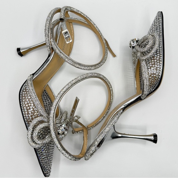 New Mach & Mach Double Bow Embellished Silver Crystal Studded PVC Pumps EU 38 - Picture 3 of 9